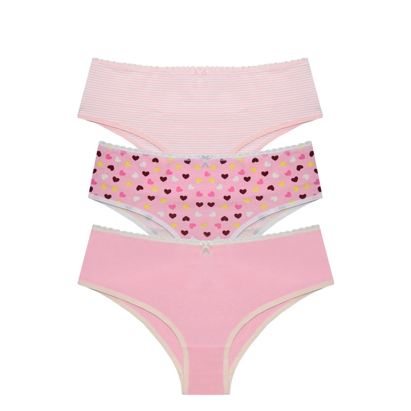 Kit Calcinha Cotton Detalhe em Renda
