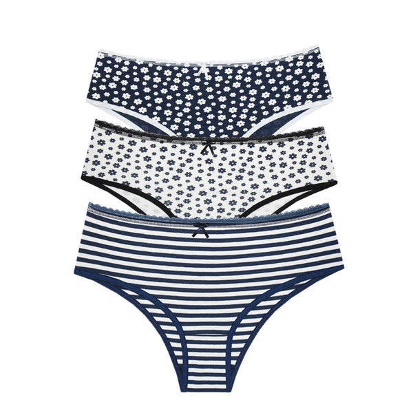 Kit Calcinha Cotton Detalhe em Renda
