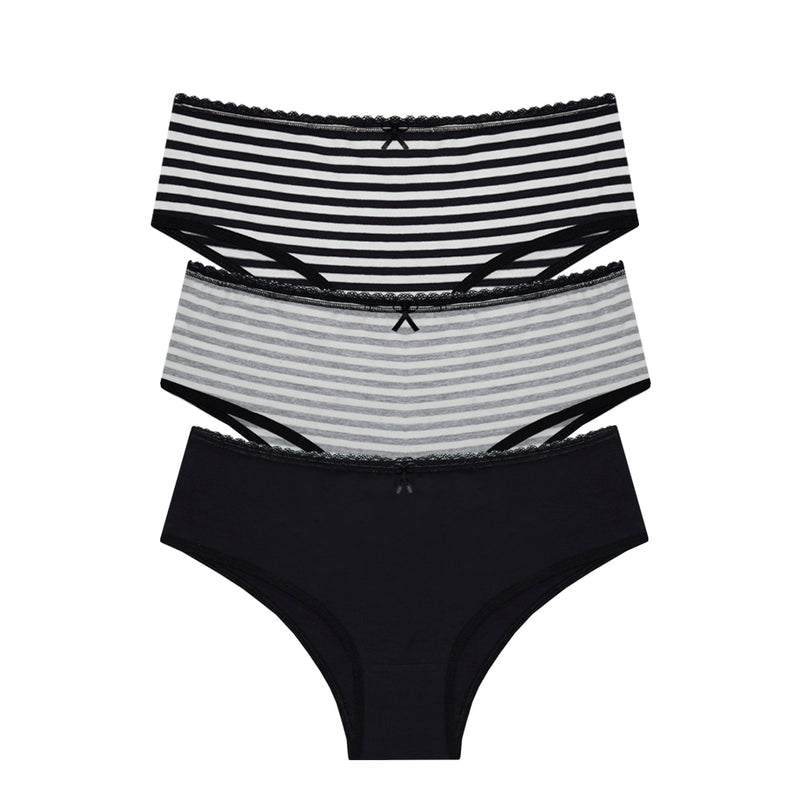 Kit Calcinha Cotton Detalhe em Renda