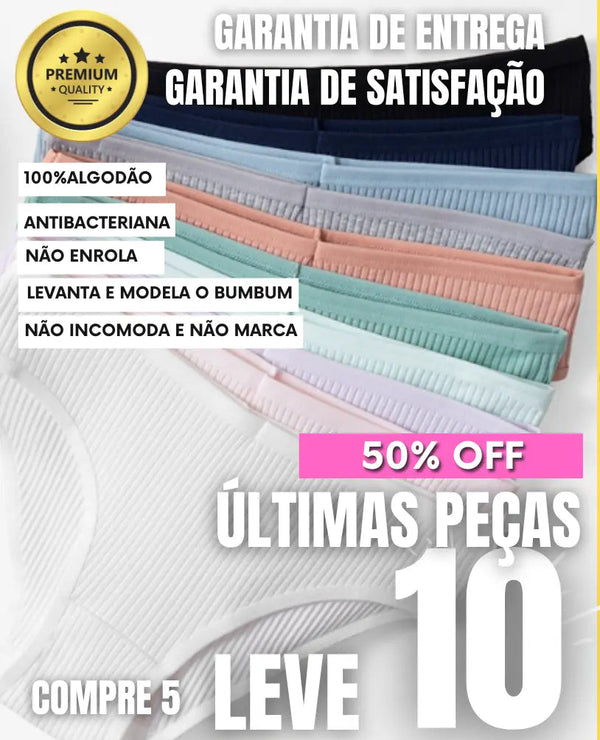 COMPRE 5 LEVE 10 Calcinha 100% Puro Algodão suave PIMA (Feita para peles sensíveis, alérgicas e delicadas) + BRINDE