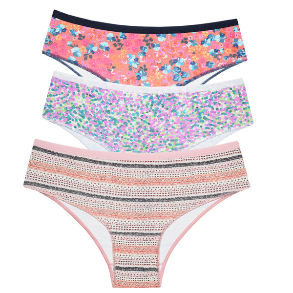 Kit Calcinha Estampada em Microfibra Lateral Larga 03 peças (Estampas Variadas)